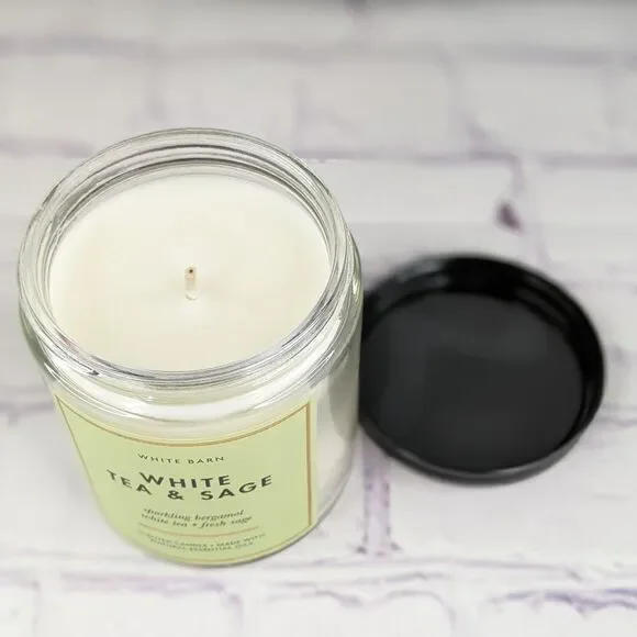 White Barn White Tea & Sage Mason Single Wick Candle - Picture 3 of 6